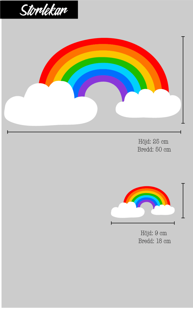 Väggklistermärken - Handritad regnbåge och moln - minimu.se