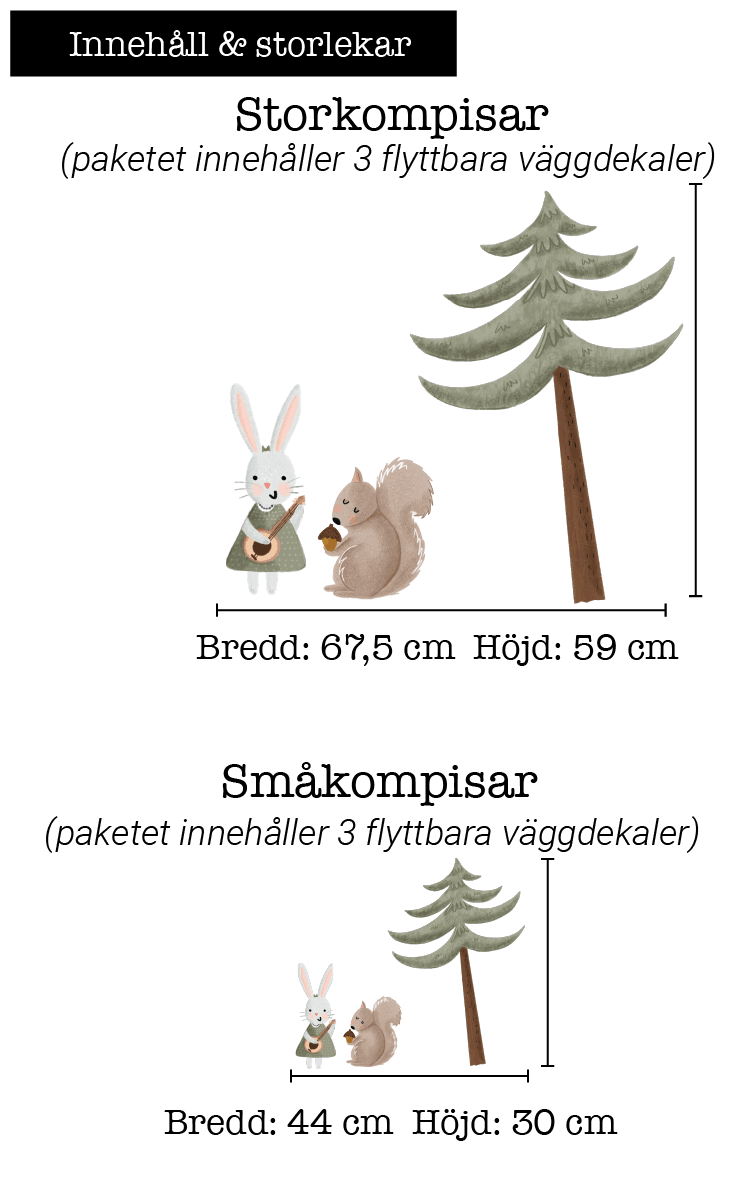 Väggklistermärken - Wilderness- Kompispaket: Kaninen och Ekorren - minimu.se